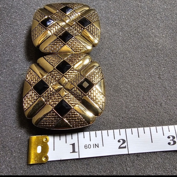 Vintage Douglass Paquette Double Square Gold Tone Jeweld Ornate Belt Buckle - Picture 11 of 12